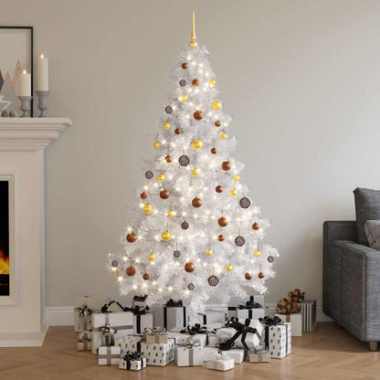 vidaXL Artificial Half Pre-lit Christmas Tree with Ball Set White 180 cm - 110 x 110 x 180 cm