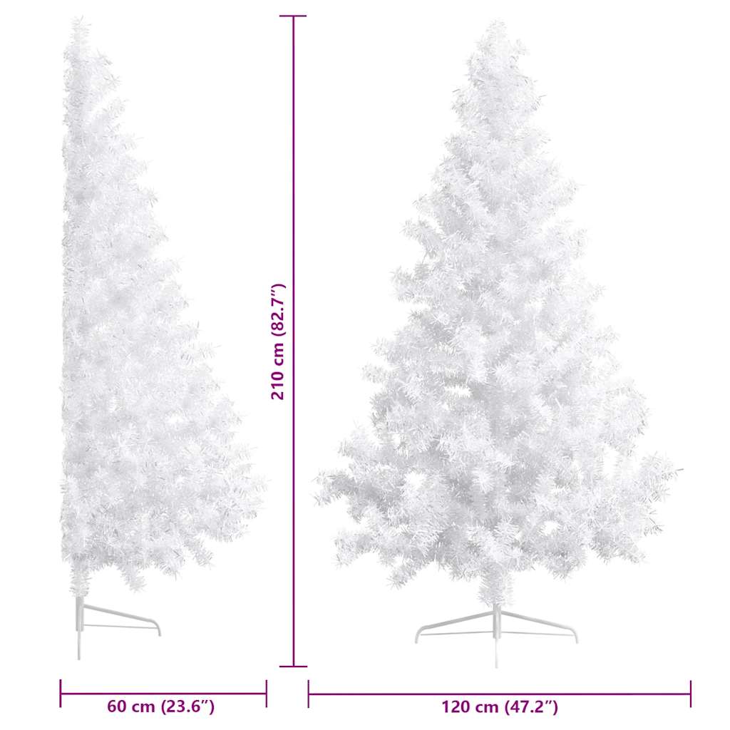 vidaXL Artificial Half Pre-lit Christmas Tree with Ball Set White 210 cm