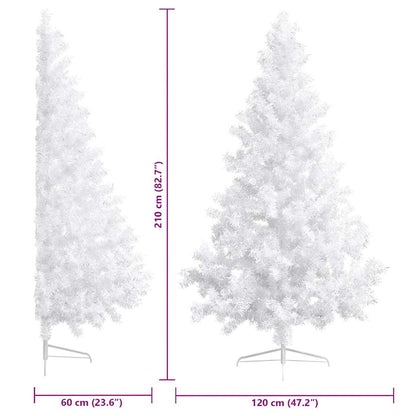 vidaXL Artificial Half Pre-lit Christmas Tree with Ball Set White 210 cm