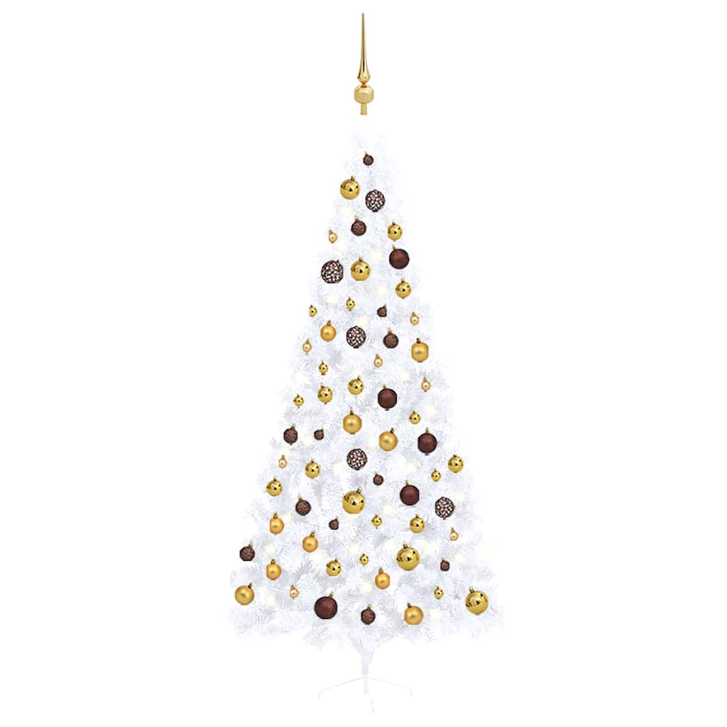 vidaXL Artificial Half Pre-lit Christmas Tree with Ball Set White 240 cm - 125 x 125 x 240 cm