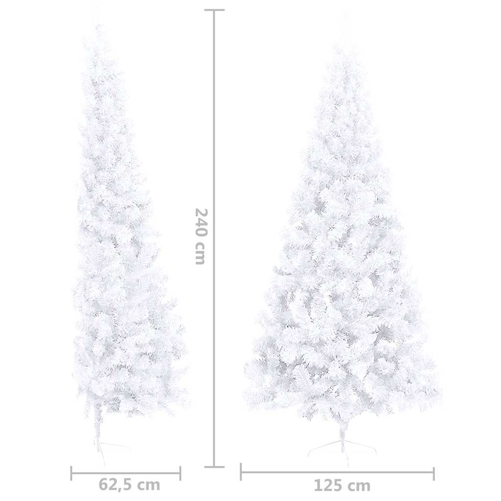 vidaXL Artificial Half Pre-lit Christmas Tree with Ball Set White 240 cm - 125 x 125 x 240 cm