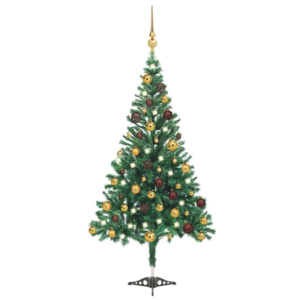 vidaXL Artificial Pre-lit Christmas Tree with Ball Set 120cm 230 Branches - Gre - 65 x 30 x 120 cm