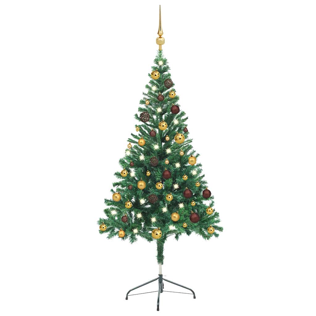 vidaXL Artificial Pre-lit Christmas Tree with Ball Set 150cm 380 Branches - Gre - 70 x 35 x 150 cm