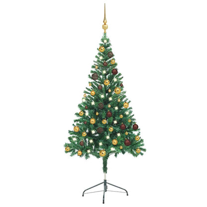 vidaXL Artificial Pre-lit Christmas Tree with Ball Set 150cm 380 Branches - Gre - 70 x 35 x 150 cm