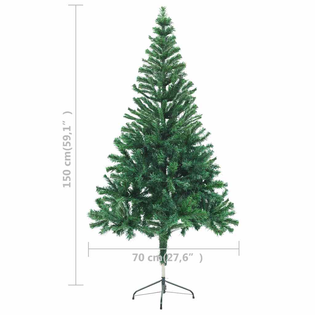 vidaXL Artificial Pre-lit Christmas Tree with Ball Set 150cm 380 Branches - Gre - 70 x 35 x 150 cm