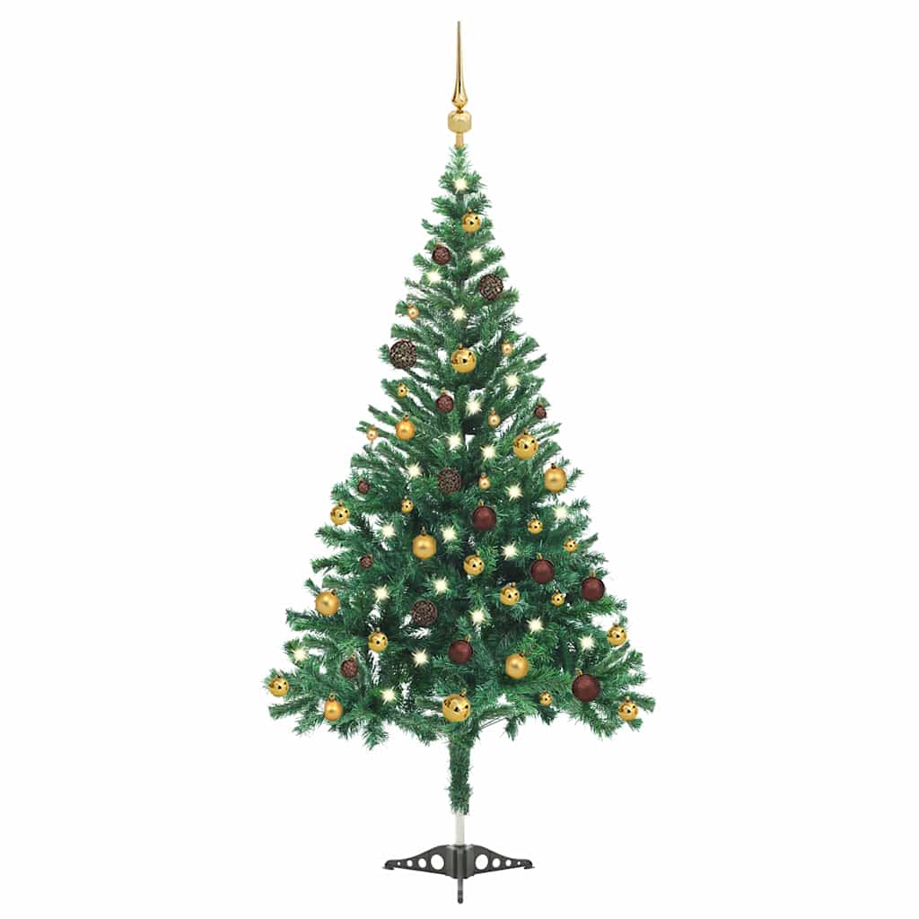 vidaXL Artificial Pre-lit Christmas Tree Ball Set 210 cm 910 Branches - Gre - 45 x 45 x 210 cm