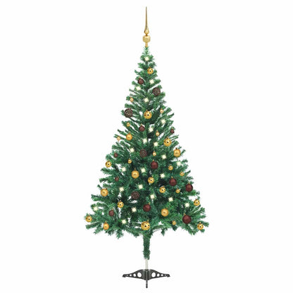 vidaXL Artificial Pre-lit Christmas Tree Ball Set 210 cm 910 Branches - Gre - 45 x 45 x 210 cm
