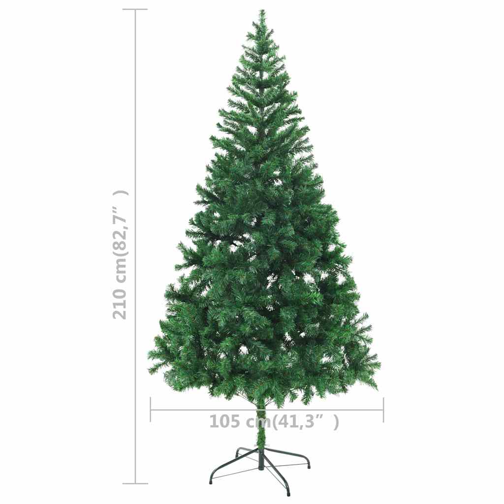 vidaXL Artificial Pre-lit Christmas Tree Ball Set 210 cm 910 Branches - Gre - 45 x 45 x 210 cm