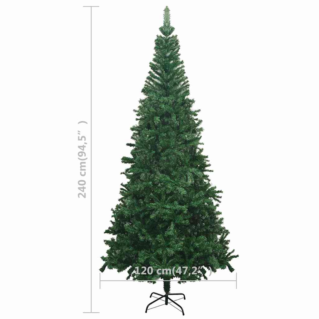 vidaXL Artificial Pre-lit Christmas Tree with Ball Set L 240 cm Green - Gre - 120 x 50 x 240 cm