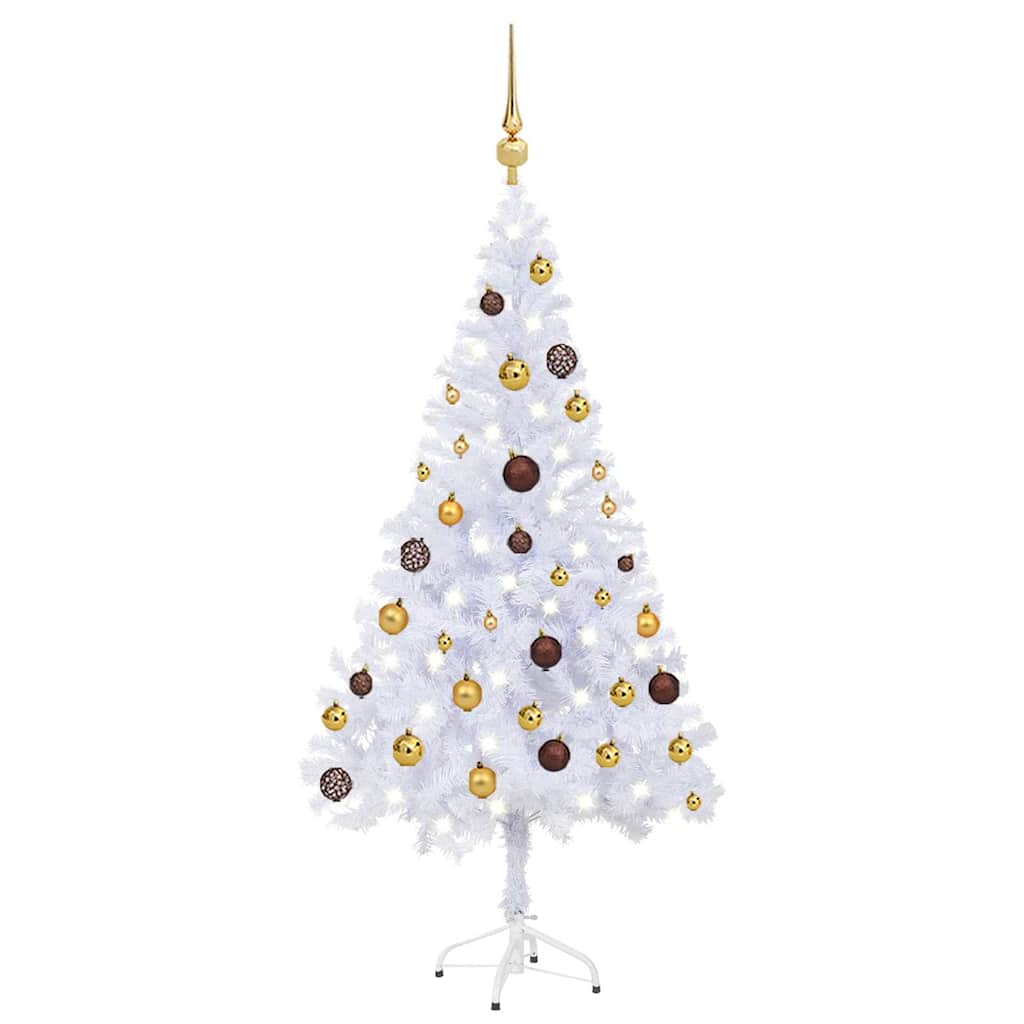 vidaXL Artificial Pre-lit Christmas Tree with Ball Set 120cm 230 Branches - White - 65 x 30 x 120 cm