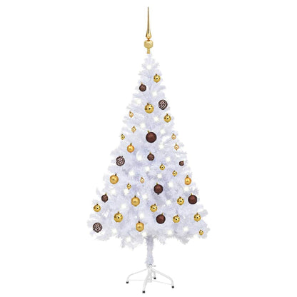 vidaXL Artificial Pre-lit Christmas Tree with Ball Set 120cm 230 Branches - White - 65 x 30 x 120 cm