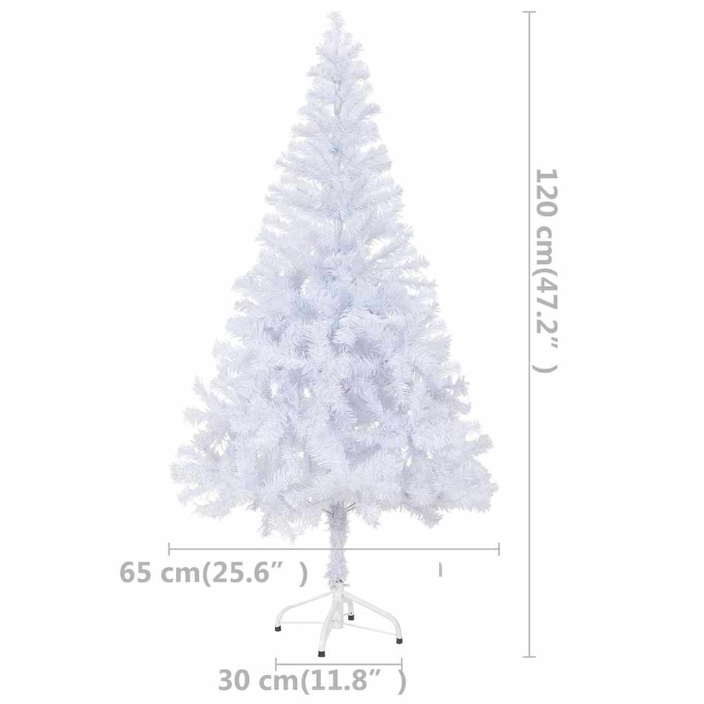 vidaXL Artificial Pre-lit Christmas Tree with Ball Set 120cm 230 Branches - White - 65 x 30 x 120 cm