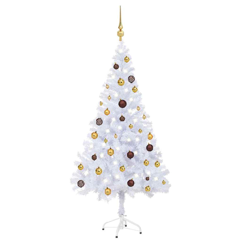 vidaXL Artificial Pre-lit Christmas Tree with Ball Set 150cm 380 Branches - White - 70 x 35 x 150 cm