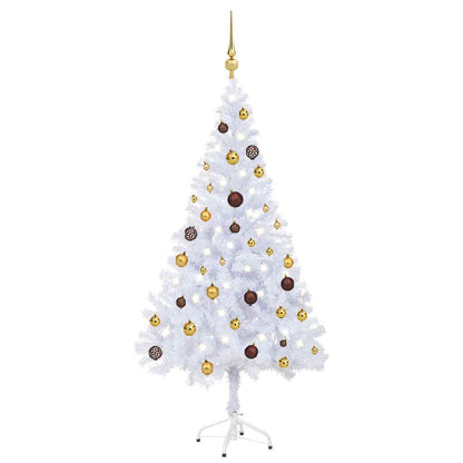 vidaXL Artificial Pre-lit Christmas Tree with Ball Set 150cm 380 Branches - White - 70 x 35 x 150 cm
