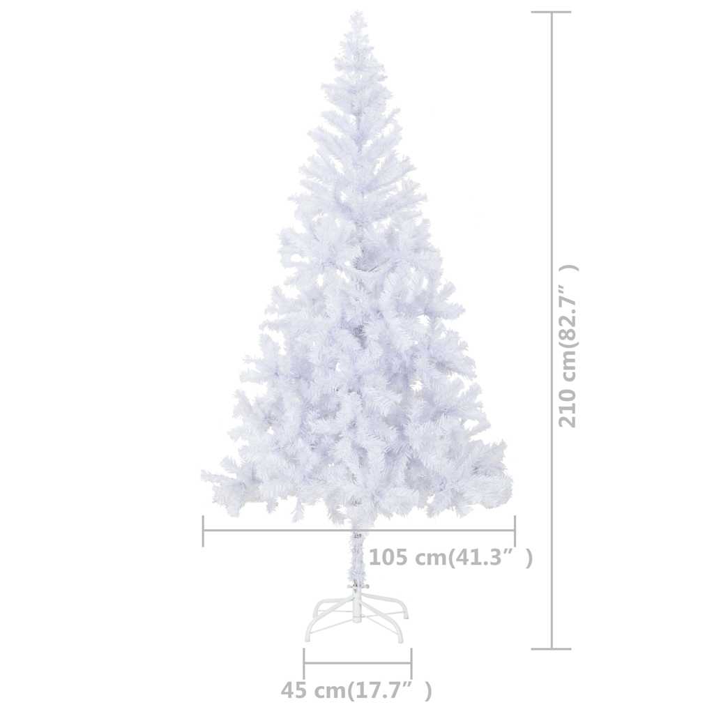 vidaXL Artificial Pre-lit Christmas Tree Ball Set 210 cm 910 Branches - White - 105 x 45 x 210 cm