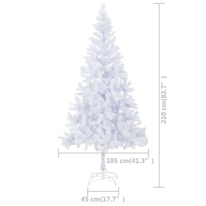 vidaXL Artificial Pre-lit Christmas Tree Ball Set 210 cm 910 Branches - White - 105 x 45 x 210 cm