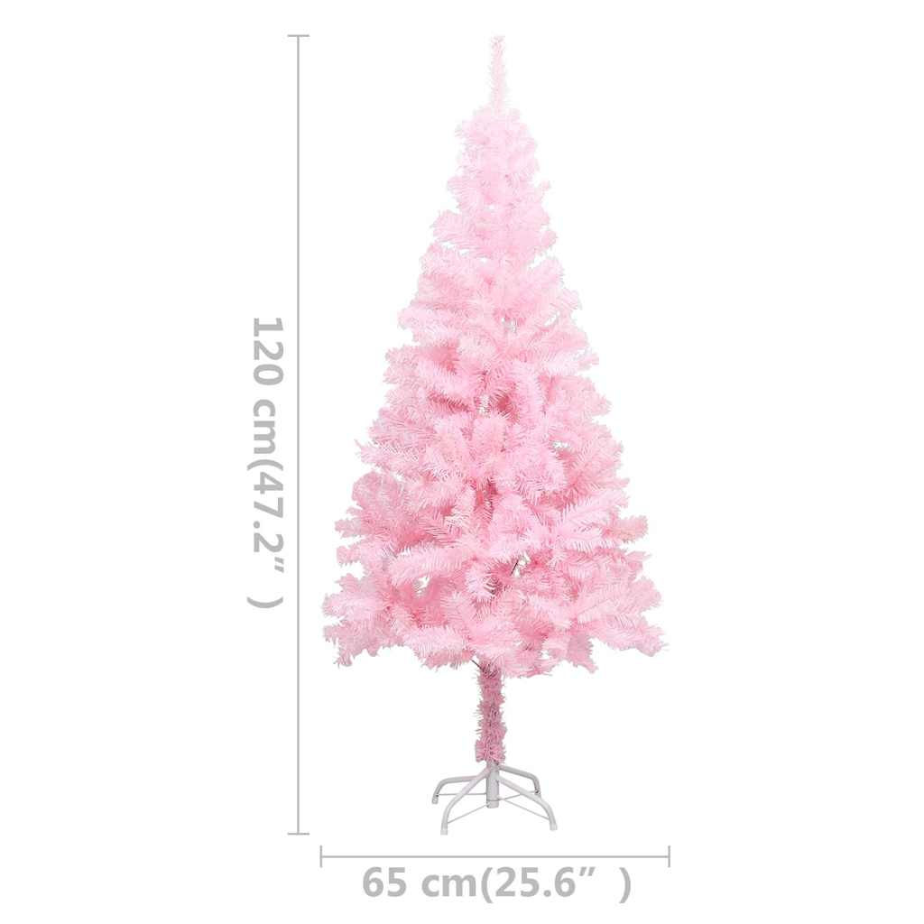 vidaXL Artificial Pre-lit Christmas Tree with Ball Set Pink 120 cm PVC - 65 x 120 x 120 cm