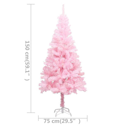 vidaXL Artificial Pre-lit Christmas Tree with Ball Set Pink 150 cm PVC - 75 x 75 x 150 cm - 134208