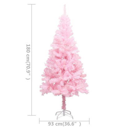 vidaXL Artificial Pre-lit Christmas Tree with Ball Set Pink 180 cm PVC - 93 x 93 x 180 cm