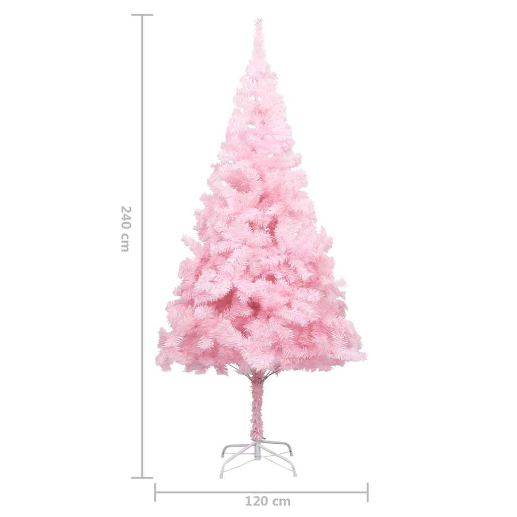 vidaXL Artificial Pre-lit Christmas Tree with Ball Set Pink 240 cm PVC - 120 x 120 x 240 cm