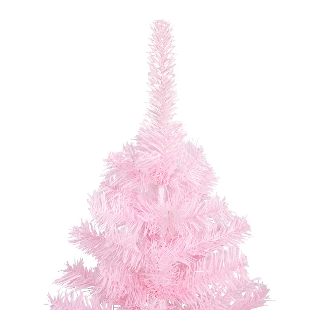 vidaXL Artificial Pre-lit Christmas Tree with Ball Set Pink 240 cm PVC - 120 x 120 x 240 cm