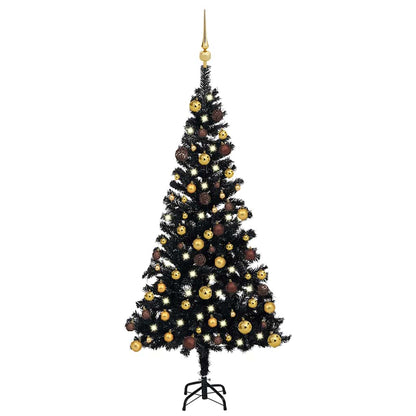 vidaXL Artificial Pre-lit Christmas Tree with Ball Set Black 120 cm PVC - 65 x 120 x 120 cm