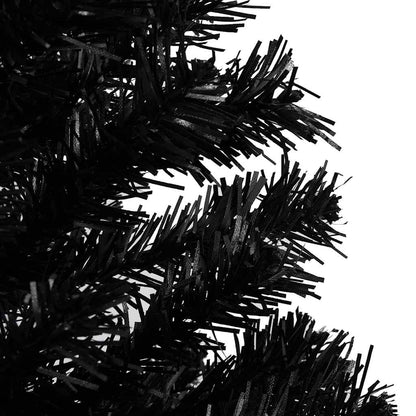 vidaXL Artificial Pre-lit Christmas Tree with Ball Set Black 240cm PVC - 120 x 120 x 240 cm