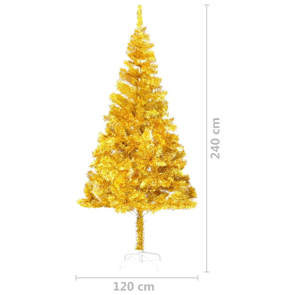 vidaXL Artificial Pre-lit Christmas Tree with Ball Set Gold 240 cm PET - 120 x 120 x 240 cm