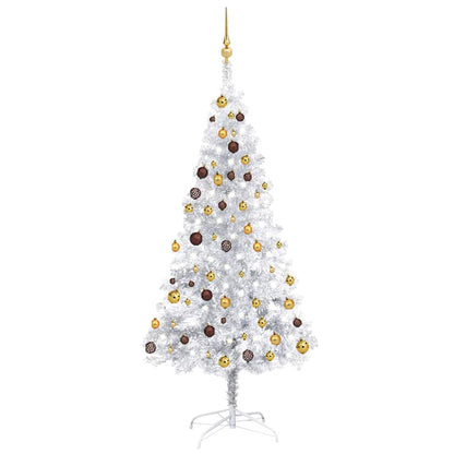 vidaXL Artificial Pre-lit Christmas Tree with Ball Set Silver 180 cm PET - 93 x 93 x 180 cm