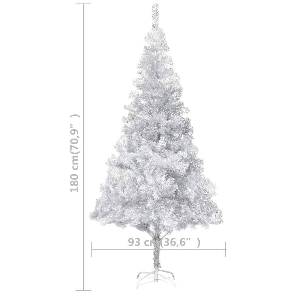 vidaXL Artificial Pre-lit Christmas Tree with Ball Set Silver 180 cm PET - 93 x 93 x 180 cm