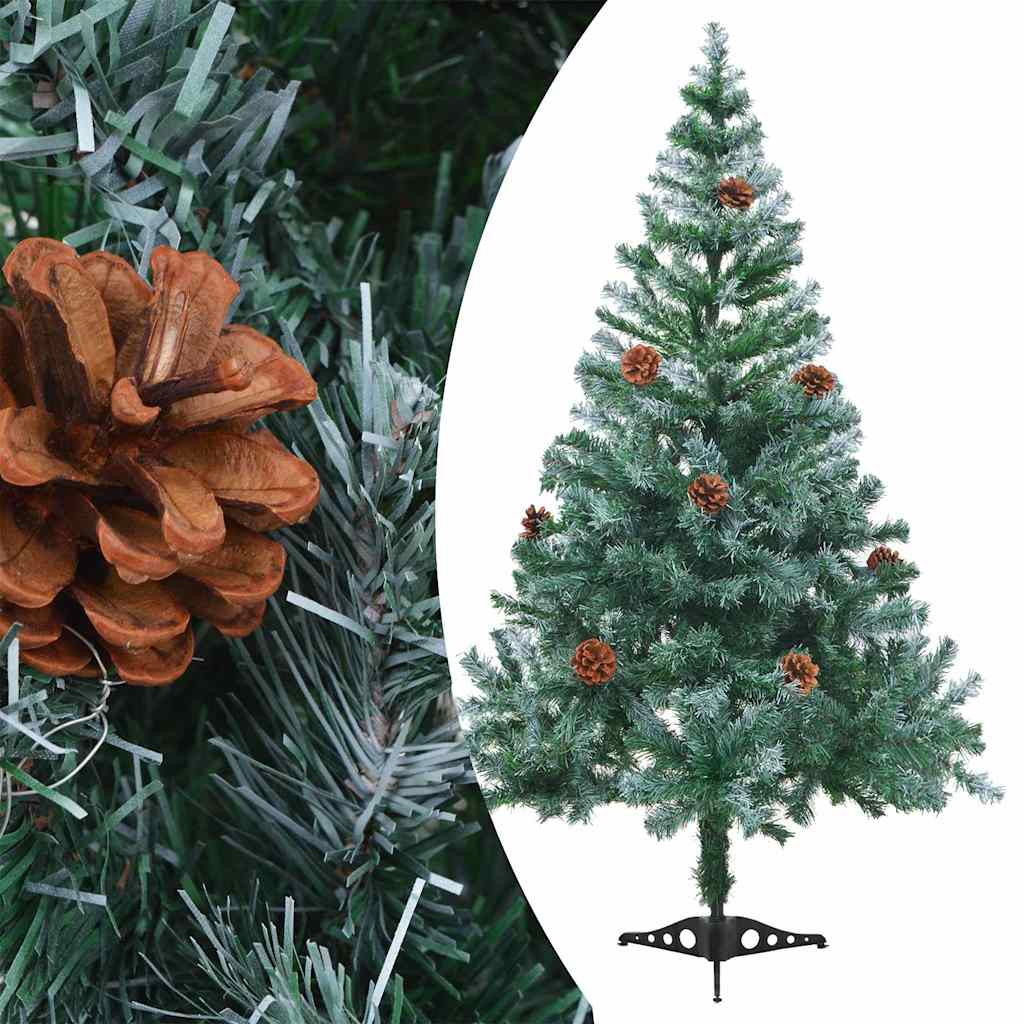 vidaXL Frosted Pre-lit Christmas Tree with Ball Set&Pinecones 150 cm - Gre - 70 x 70 x 150 cm