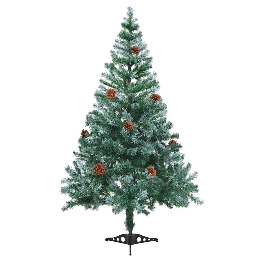 vidaXL Frosted Pre-lit Christmas Tree with Ball Set&Pinecones 150 cm - Gre - 70 x 70 x 150 cm
