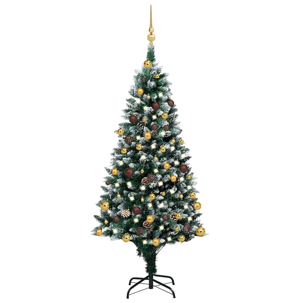 vidaXL Artificial Christmas Tree with LEDs&Ball Set&Pinecones 150 cm - Gre - 93 x 93 x 150 cm