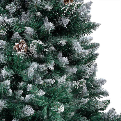 vidaXL Artificial Christmas Tree with LEDs&Ball Set&Pinecones 210 cm - Green - 210 x 120 cm