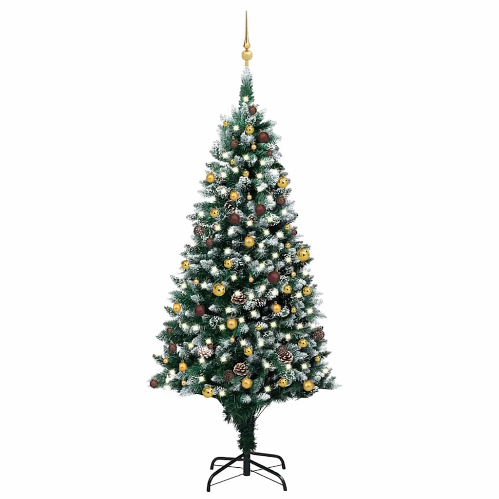 vidaXL Artificial Christmas Tree with LEDs&Ball Set&Pinecones 240 cm - Green - 240 x 130 cm