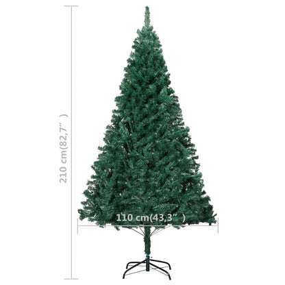 vidaXL Artificial Pre-lit Christmas Tree with Ball Set Green 210 cm PVC - 210 x 110 cm
