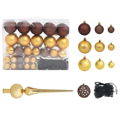 vidaXL Artificial Pre-lit Christmas Tree with Ball Set Green 210 cm PVC - 210 x 110 cm