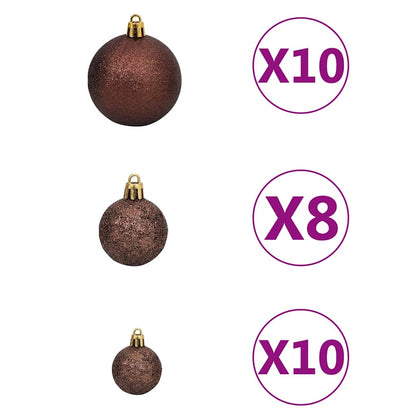 vidaXL Artificial Pre-lit Christmas Tree with Ball Set Green 210 cm PVC - 210 x 110 cm