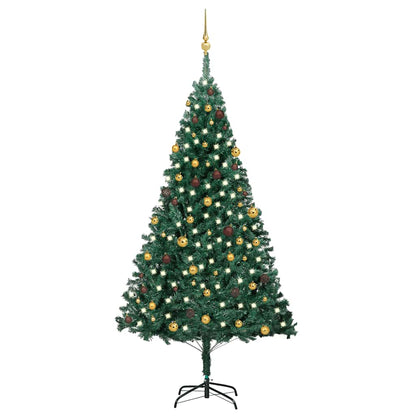 vidaXL Artificial Pre-lit Christmas Tree with Ball Set Green 240 cm - 240 x 125 cm