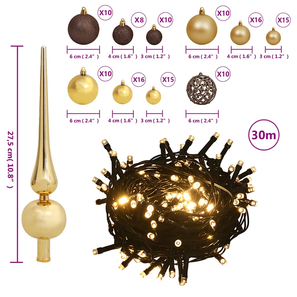 vidaXL Artificial Pre-lit Christmas Tree with Ball Set White 180 cm PVC