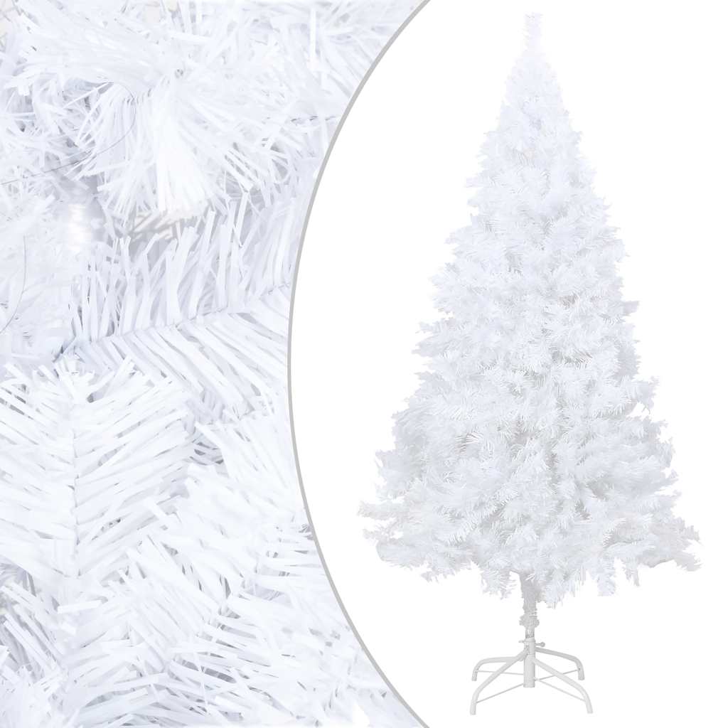 vidaXL Artificial Pre-lit Christmas Tree with Ball Set White 210 cm PVC - 210 x 110 cm