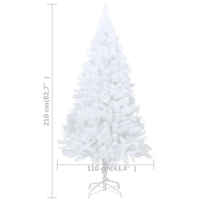 vidaXL Artificial Pre-lit Christmas Tree with Ball Set White 210 cm PVC - 210 x 110 cm