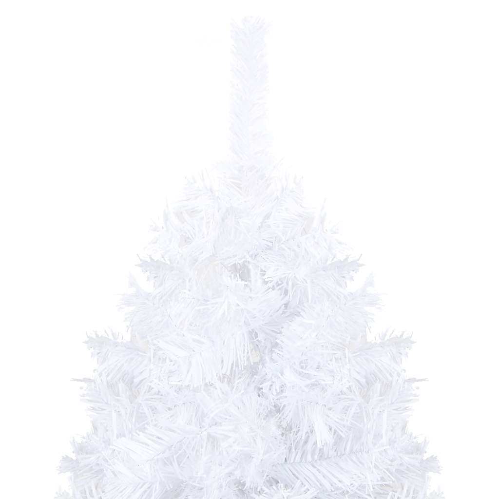 vidaXL Artificial Pre-lit Christmas Tree with Ball Set White 210 cm PVC - 210 x 110 cm