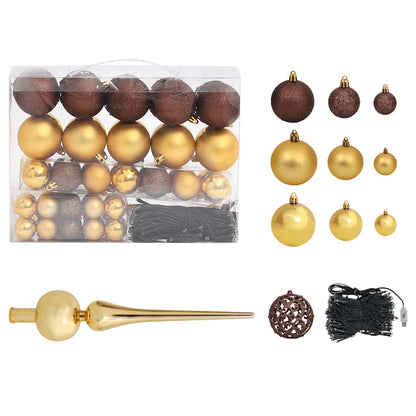vidaXL Artificial Pre-lit Christmas Tree with Ball Set White 210 cm PVC - 210 x 110 cm