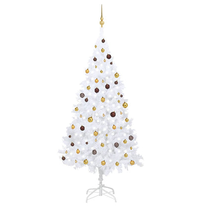 vidaXL Artificial Pre-lit Christmas Tree with Ball Set White 240 cm - 240 x 125 cm