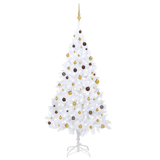 vidaXL Artificial Pre-lit Christmas Tree with Ball Set White 240 cm - 240 x 125 cm