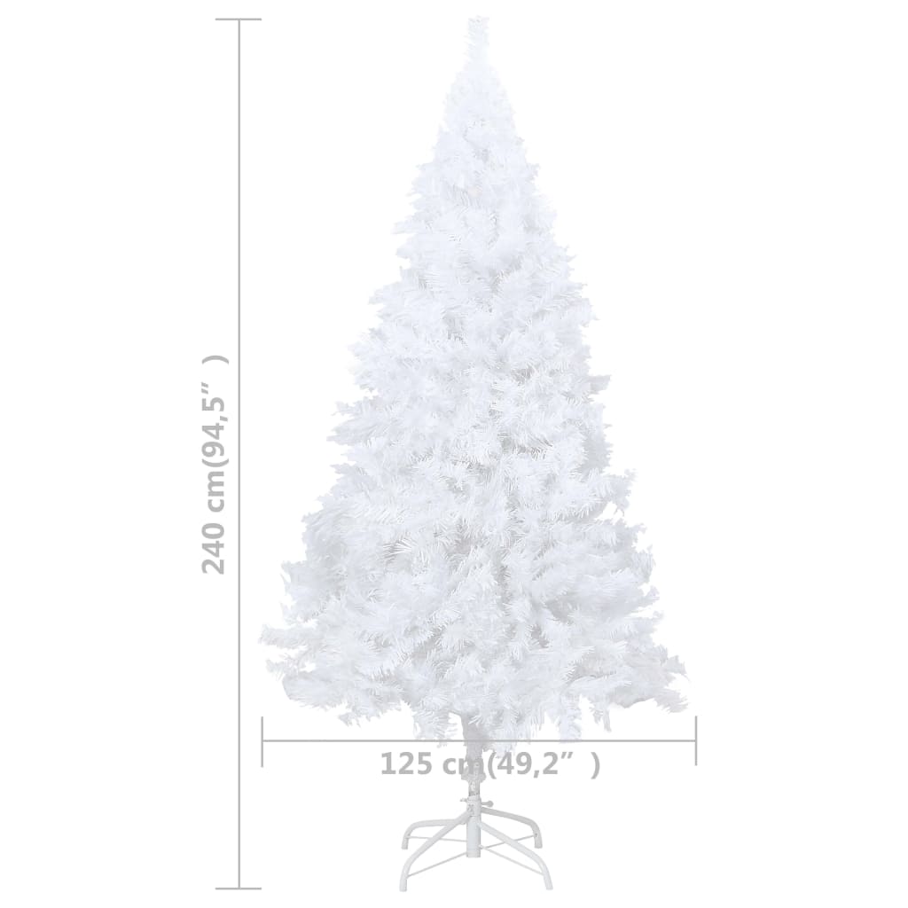 vidaXL Artificial Pre-lit Christmas Tree with Ball Set White 240 cm - 240 x 125 cm
