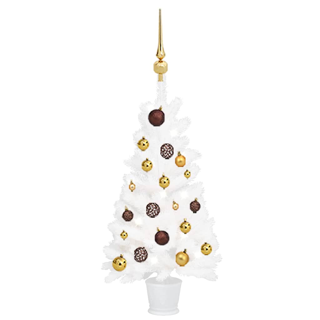 vidaXL Artificial Pre-lit Christmas Tree with Ball Set White 90 cm - 50 x 50 x 90 cm