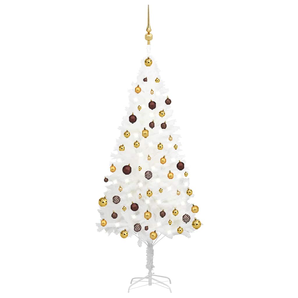 vidaXL Artificial Pre-lit Christmas Tree with Ball Set White 150 cm - 75 x 75 x 150 cm