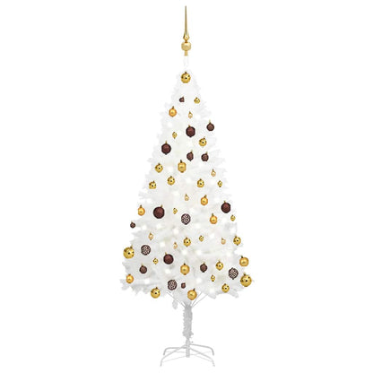 vidaXL Artificial Pre-lit Christmas Tree with Ball Set White 150 cm - 75 x 75 x 150 cm